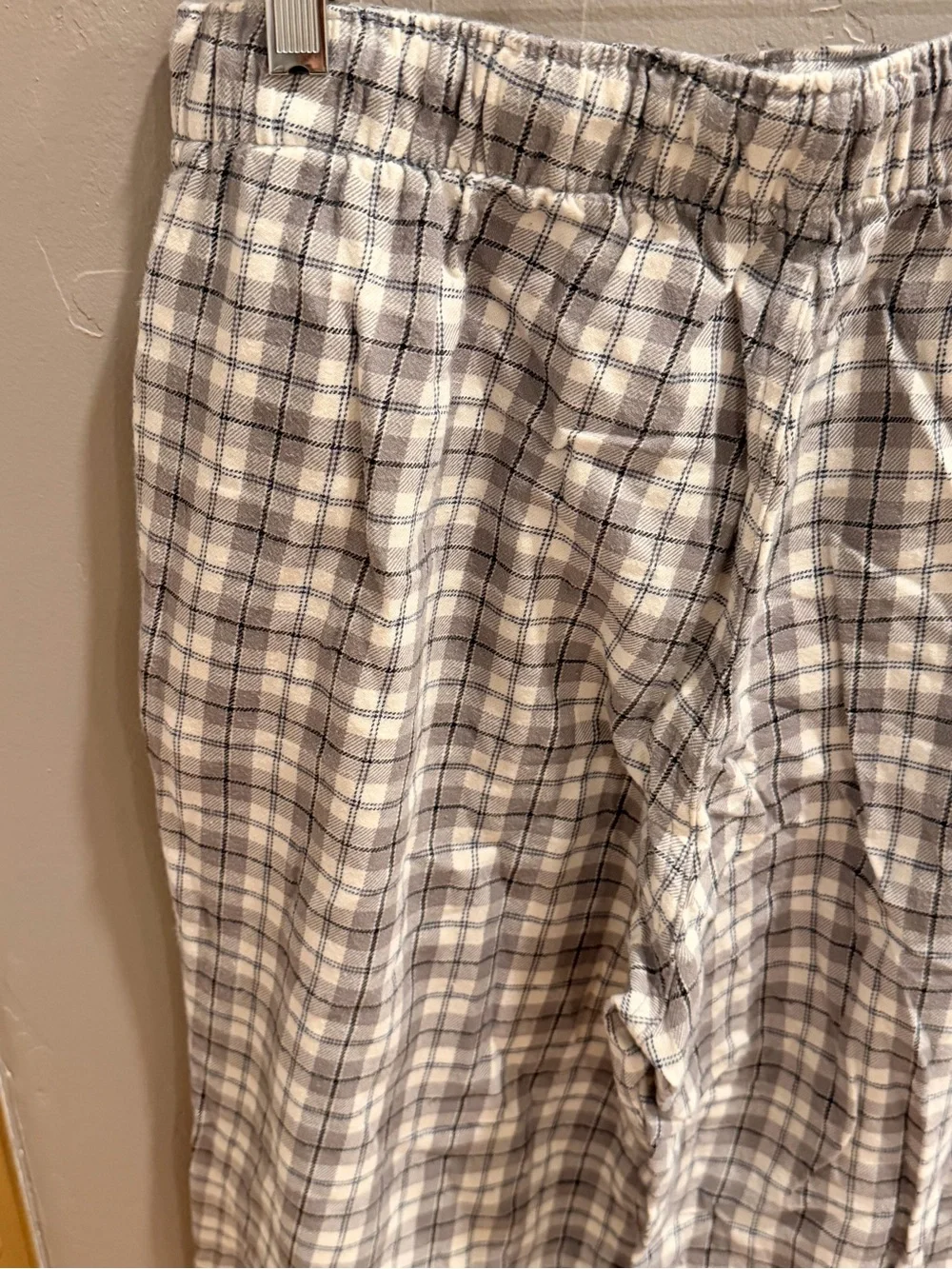 Banana Republic Flannel Gray Plaid Drawstring Lounge Pajama Pants Size M #498
